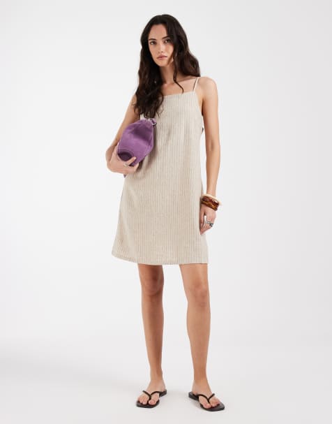 JJXX - Mini jurk van linnenmix in beige - view 1