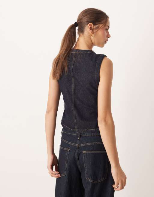JJXX – Mörkblå kostymväst i denim, 4 av 4