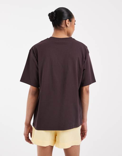 JJXX – Mörkbrun t-shirt i oversized fit med Fleur Amore-tryck, 3 av 4