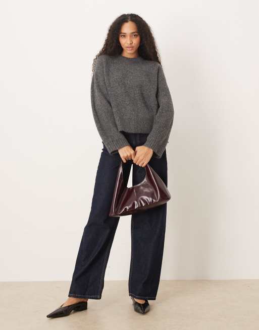 JJXX – Mörkgrå, stickad tröja i boxig, oversized fit, 2 av 4