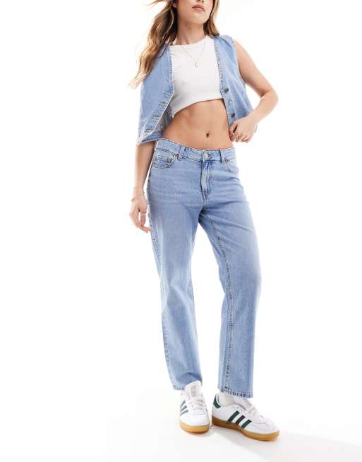 JJXX Nice straight fit cropped new jeans in medium blue