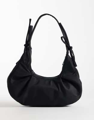 Jjxx Nylon Shoulder Bag With Bow Detail In Black
