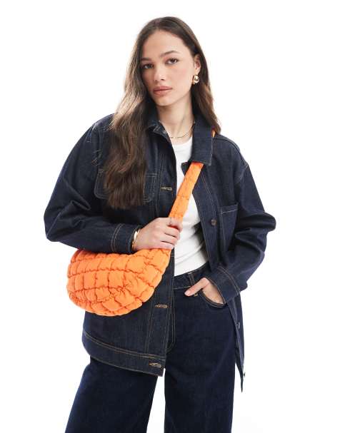 JJXX – Orange quiltad väska med lång axelrem - view 1