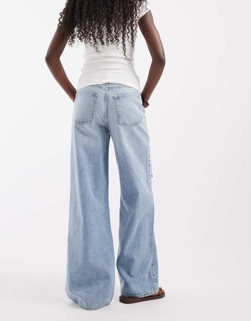 JJXX Oslo Wide-Leg-Jeans mit Used-Effekt in Hellblau, 2 von 5