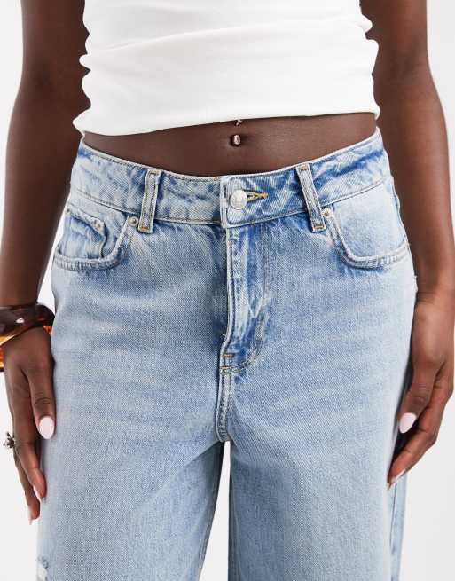 JJXX Oslo Wide-Leg-Jeans mit Used-Effekt in Hellblau, 4 von 5