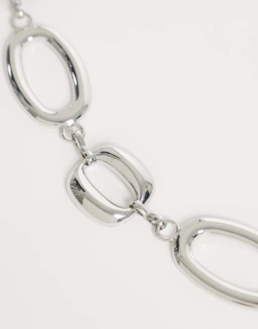 JJXX oval ring chain belt in silver, 2 of 3