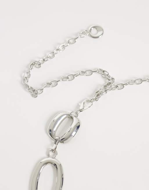 JJXX oval ring chain belt in silver, 3 of 3