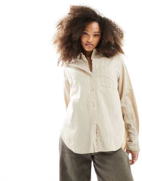 JJXX - Overhemd met lange mouwen van linnenmix in beige - view 1