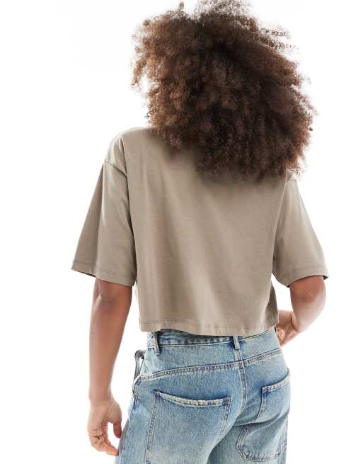 JJXX oversize crop tee in beige, 2 of 4