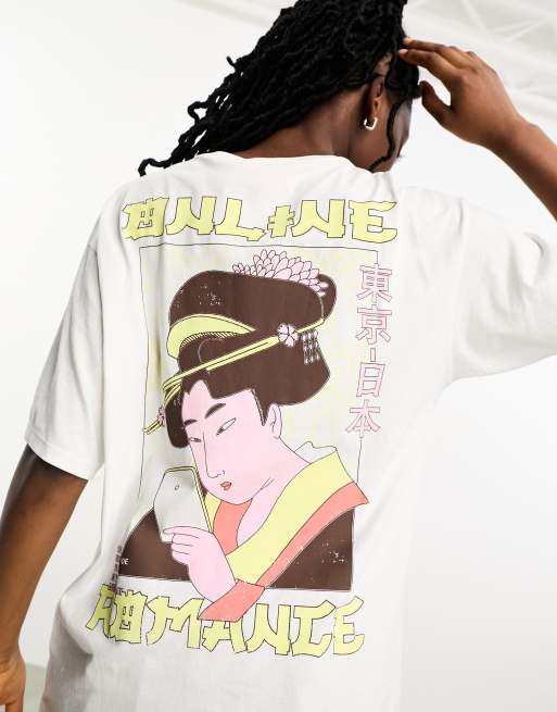 JJXX – Oversize-T-Shirt in Weiß mit Cartoon-Print hinten 