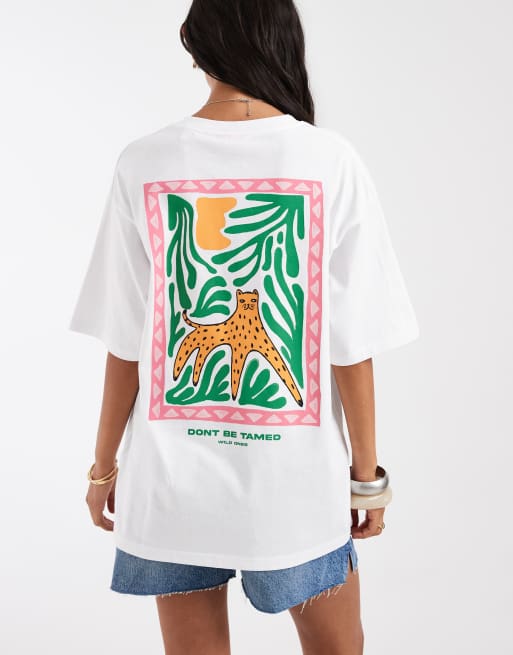 JJXX – Oversize-T-Shirt in Weiß mit Raubkatzen-Rückenprint, 4 von 4