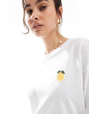Jjxx Oversize T-shirt With Lemon Back Print In White