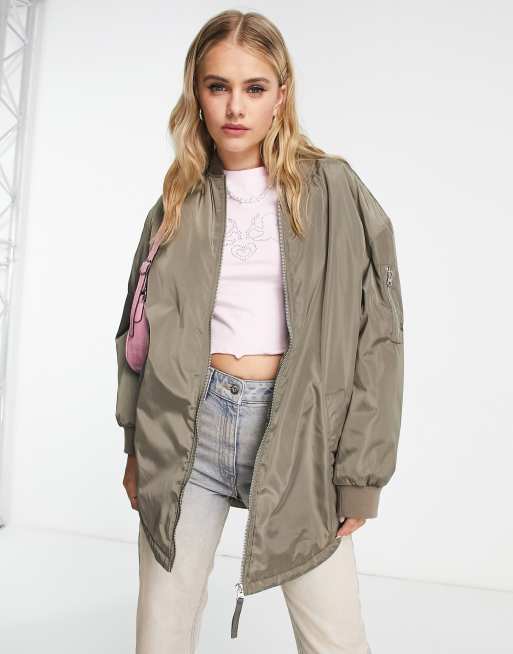 JJXX oversized bomber jacket in taupe | ASOS