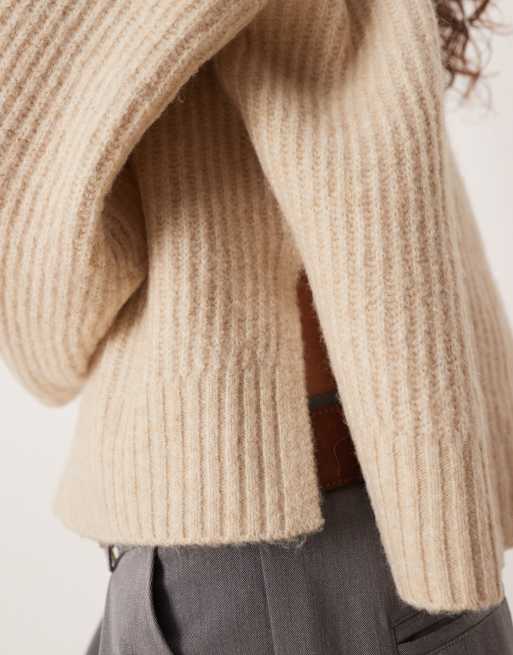 JJXX oversized boxy rib knit jumper in cream, 4 of 4