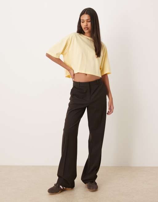 JJXX oversized crop tee in butter yellow, 2 of 4