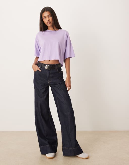 JJXX oversized crop tee in light purple, 2 of 4