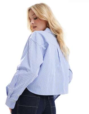Jjxx Oversized Cropped Shirt In Navy
