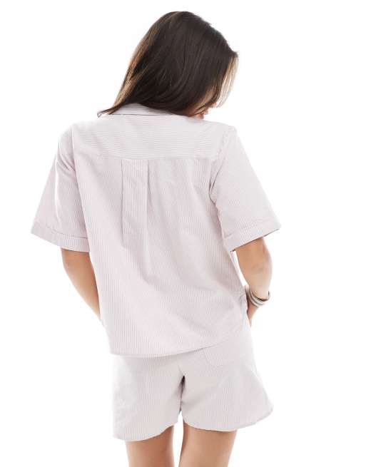 JJXX oversized cropped shirt in pink stripe - part of a set, 4 of 4