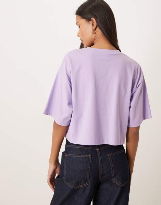 JJXX oversized cropped tee in light purple, 4 of 4