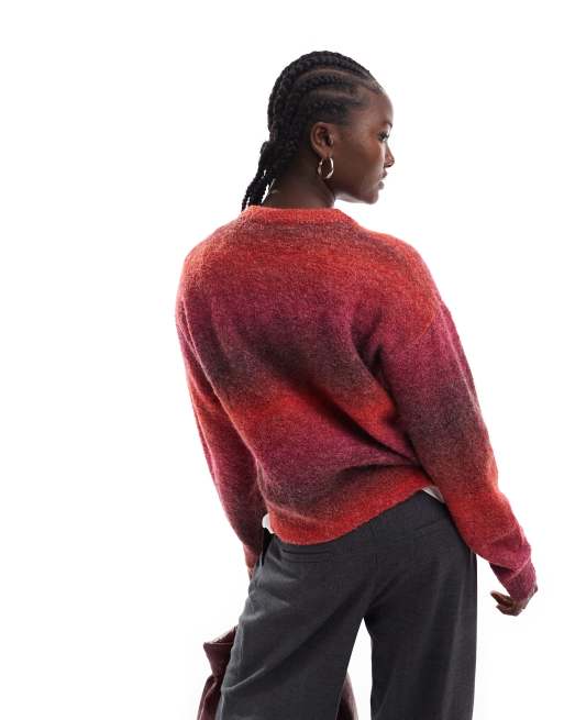 JJXX - Oversized gebreide trui met kleurverloop in rood, 4 van 4