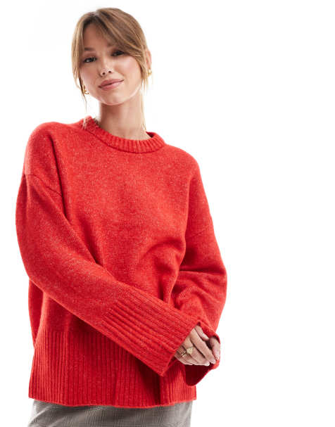 JJXX oversized knit sweater in red - view 1