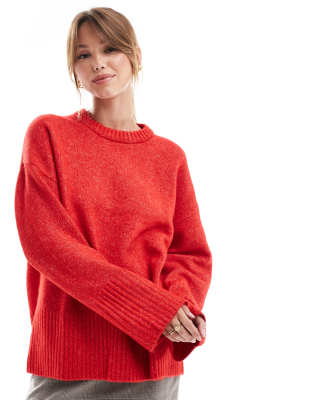 JJXX oversized knitted jumper in red