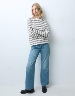 Jjxx Oversized Long Sleeve Stripe T-shirt In White