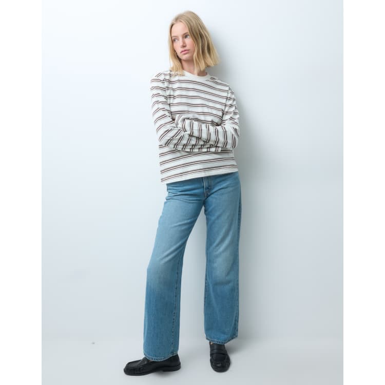 JJXX oversized long sleeve stripe t-shirt in white | ASOS
