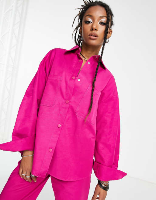 JJXX - Oversized overhemd van co-ord set in felroze