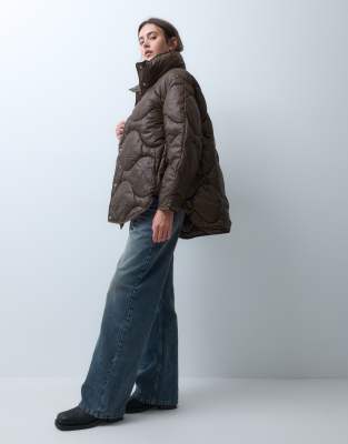 Jjxx Oversized Quilted Jacket With High Neck In Black
