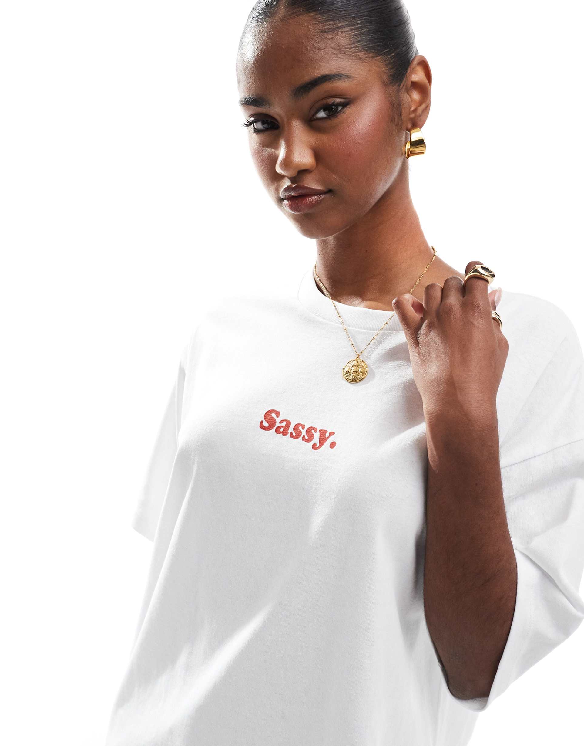 jjxx oversized sassy t-shirt in white