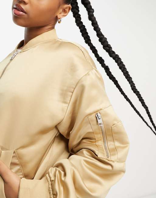 Oversized satin bomber jacket sale