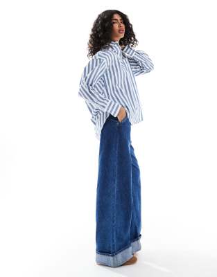 JJXX oversized shirt in blue stripe