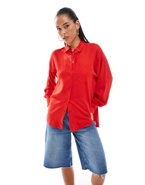 JJXX oversized shirt in red - view 1