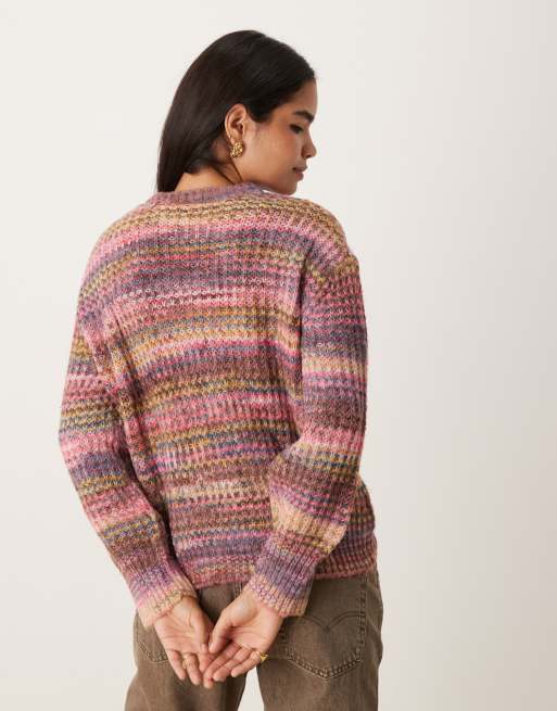 トップス C.E MIX COLOURS LOOSE KNIT 25AW Buy Tan Brown Plain N.Premium Regular Fit Cotton Rich Textured