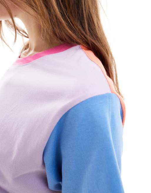 JJXX - Oversized T-shirt-kjole med lilla farveblok-design, 3 af 4