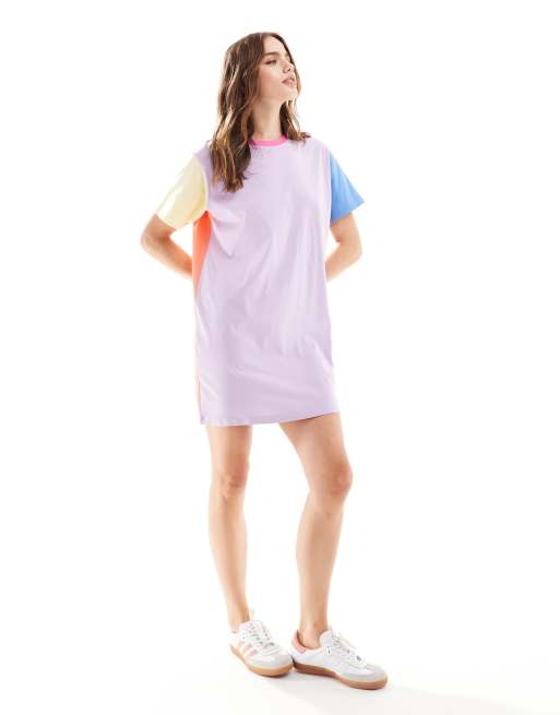 JJXX - Oversized T-shirt-kjole med lilla farveblok-design, 4 af 4