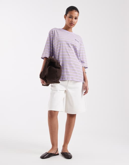 JJXX - Oversized T-shirt med lilla striber, 2 af 4