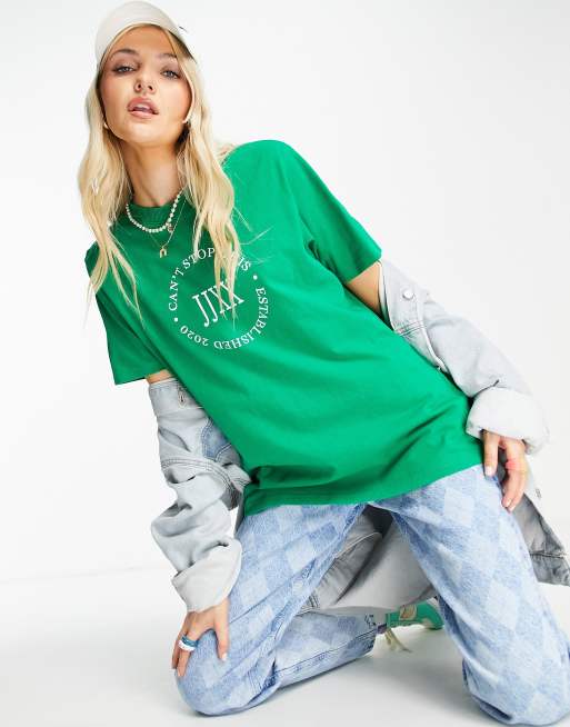 Jjxx Oversized T Shirt Met Grafische Print In Felgroen Asos