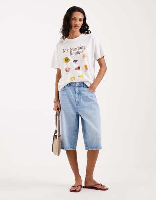 JJXX - Oversized T-shirt met ontbijtprint in wit, 2 van 4