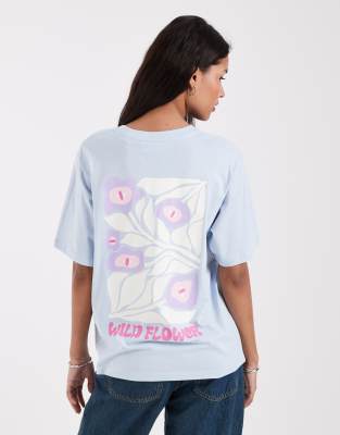 Jjxx Oversized T-shirt With Floral Print In Blue