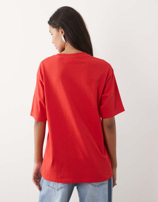 JJXX oversized t-shirt with heart print in red, 4 of 4