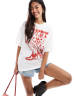 JJXX oversize T-shirt with girls backprint in pink