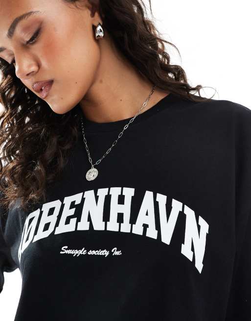 JJXX oversized t-shirt with kobenhavn print in black, 2 of 4