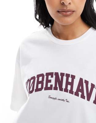 Jjxx Oversized T-shirt With Kobenhavn Print In White