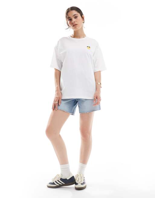 JJXX oversized t-shirt with lemon back print in white, 3 of 4