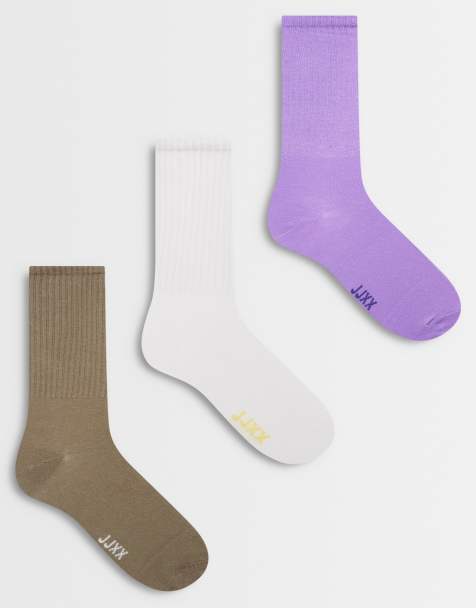 JJXX - Pack de 3 pares de calcetines de color blanco, morado y beis con estampado de lunares - view 1