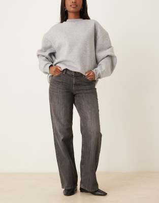 JJXX - Palermo - Jeans in dunkelgrauer Waschung mit weitem Bein und niedrigem Bund