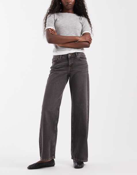 JJXX Palermo jeans med bred passform och låg midja i tvättad svart - view 1