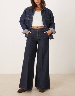 JJXX - Palermo - Locker sitzende Jeans in Dunkelblau mit Ziernaht-Marineblau